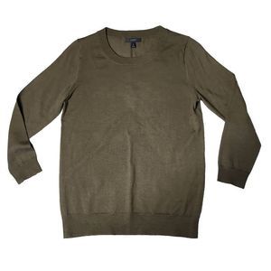 J crew merino wool dark olive green crew neck sweater